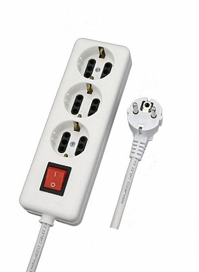 Πολύμπριζο 3 Θέσεων Με Διακόπτη 3m Καλώδιο (3x1.5)